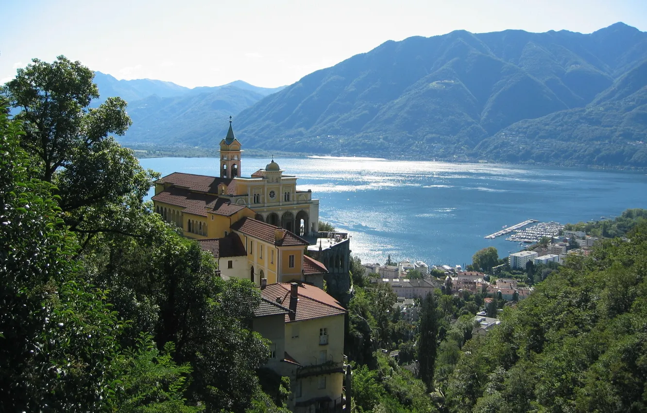 Photo wallpaper lake, Italy, Italy, the city, Lake Maggiore