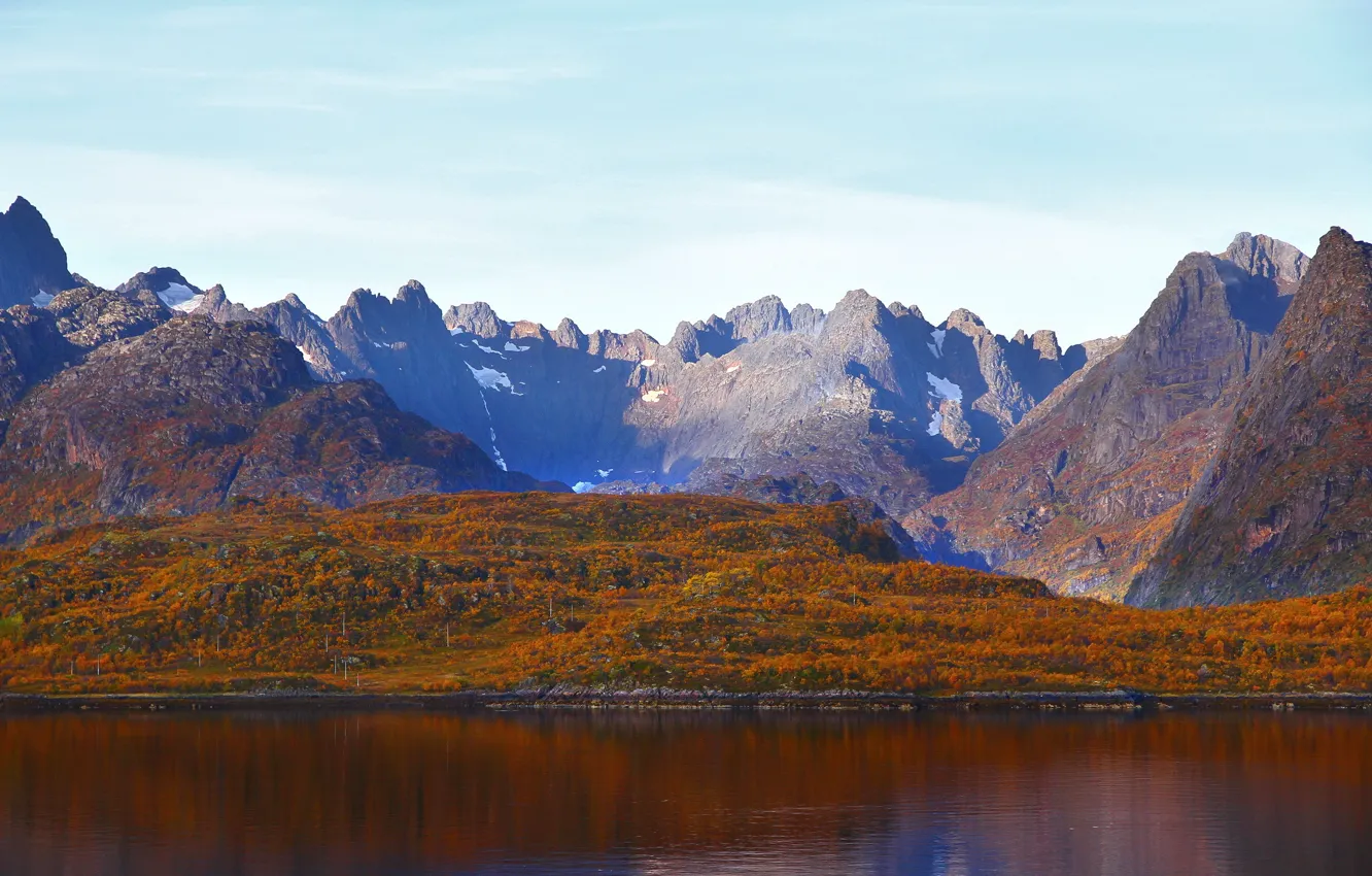 Photo wallpaper mountains, river, Norway, The Trollfjord