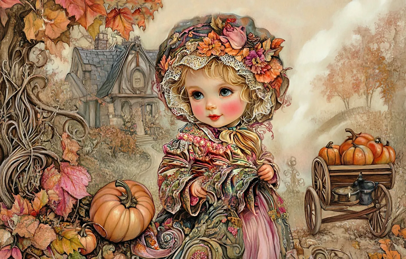 Photo wallpaper leaves, trees, flowers, branches, smoke, styling, garden, dress