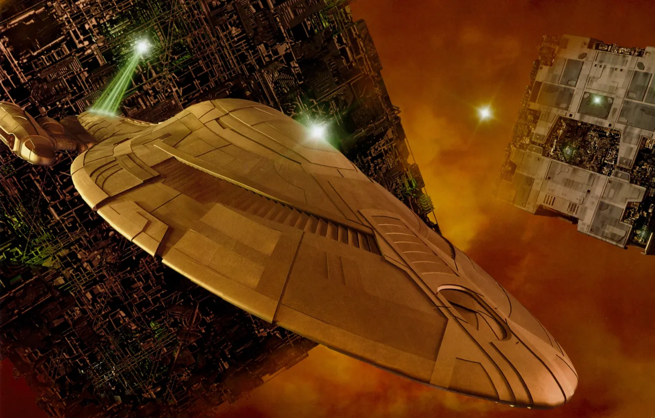 Photo wallpaper space, ship, base, iron, Voyager, conflict