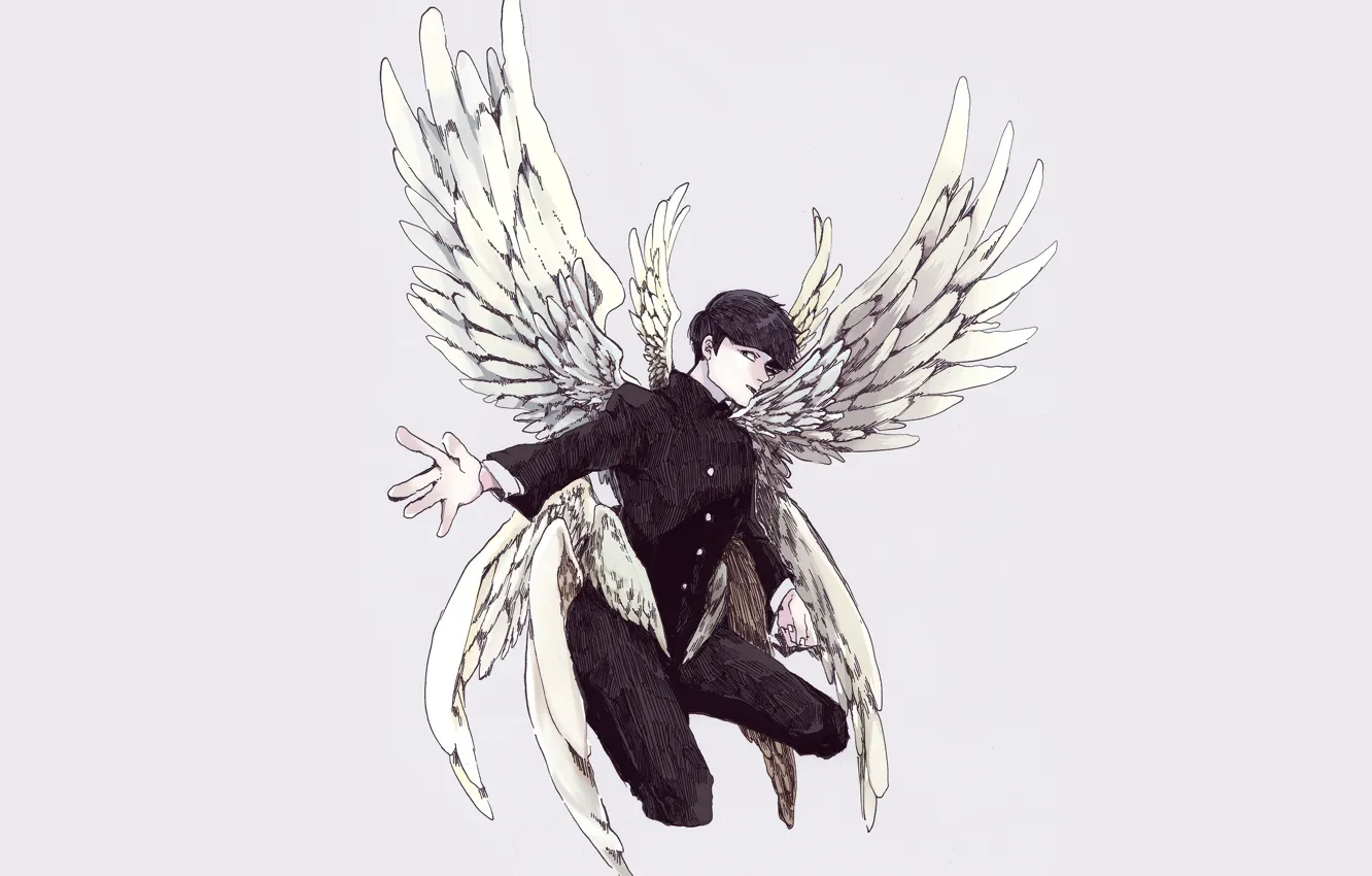 Photo wallpaper angel, anime, art, guy, Mob Psycho 100, Kageyama Shigeo