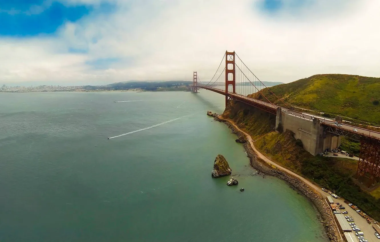 Photo wallpaper sky, ocean, bridge