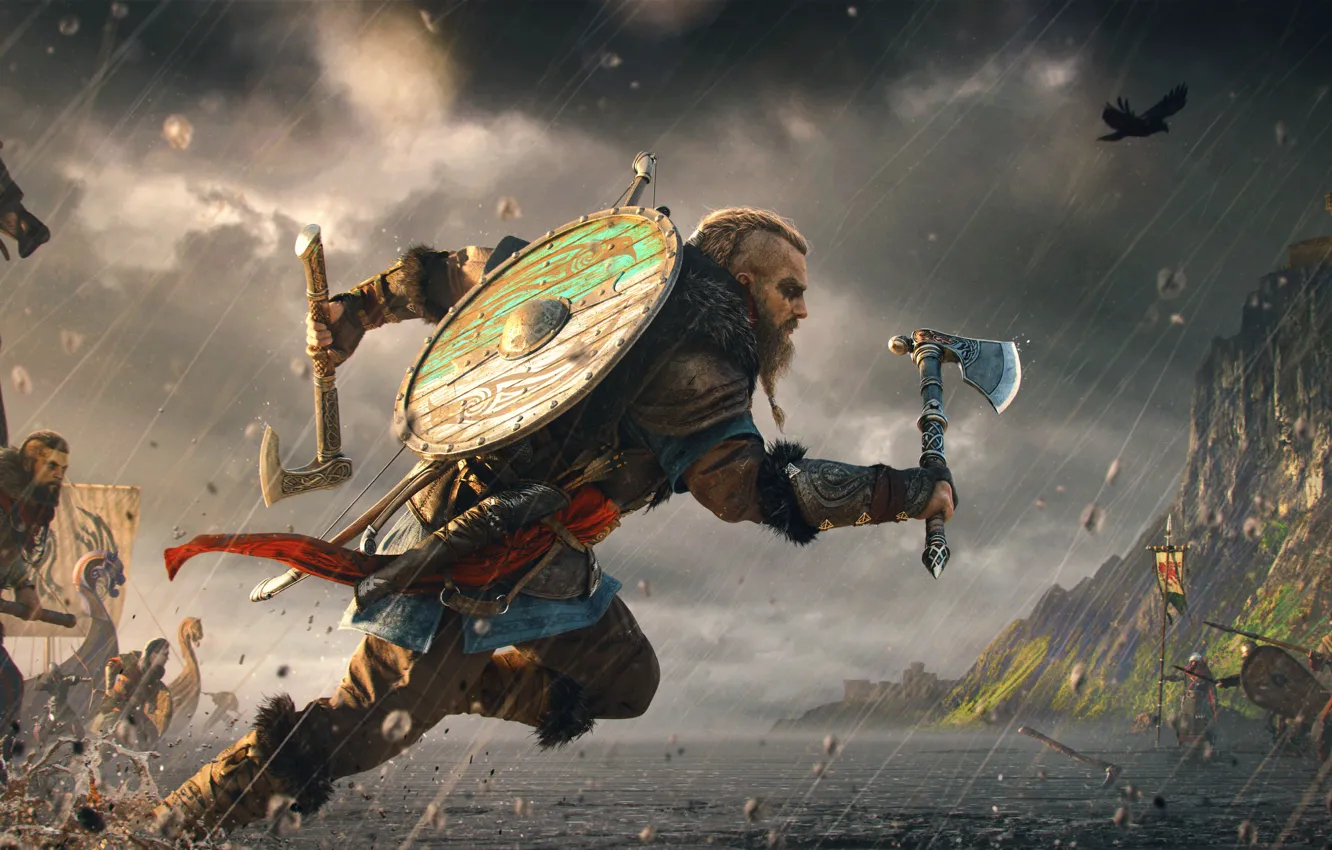 Photo wallpaper battle, Assassin's Creed, The Vikings, Assassin's Creed Valhalla, Eivor