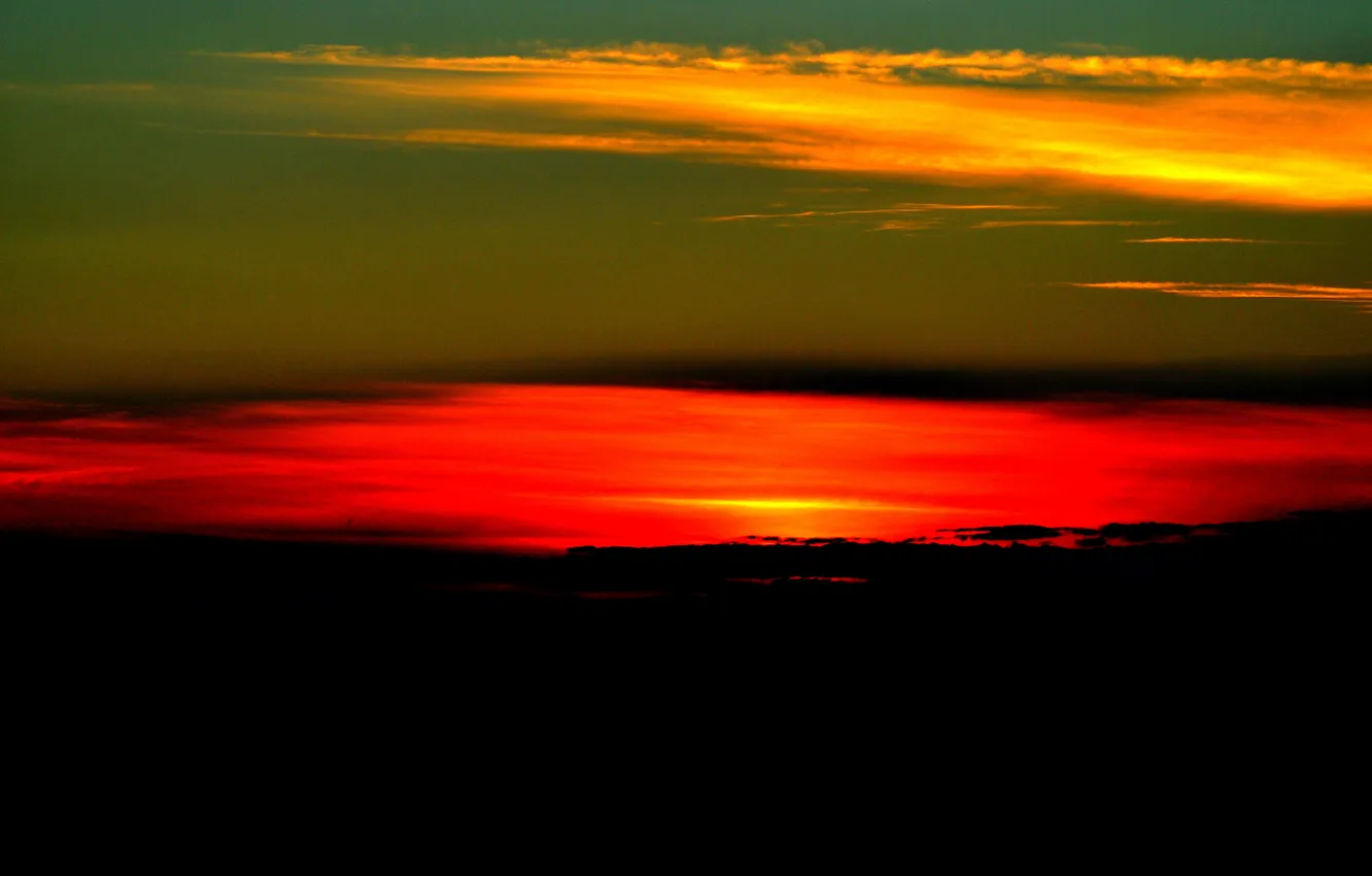 Photo wallpaper the sky, clouds, sunset, glow