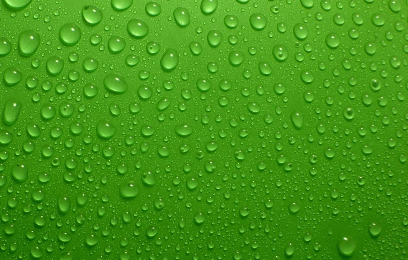 Photo wallpaper Drops, Green, Background