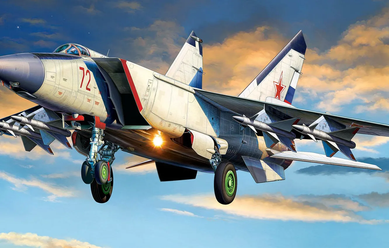 Photo wallpaper The Russian air force, The MiG-25, Foxbat, twin-engine high-altitude fighter-interceptor, Soviet supersonic