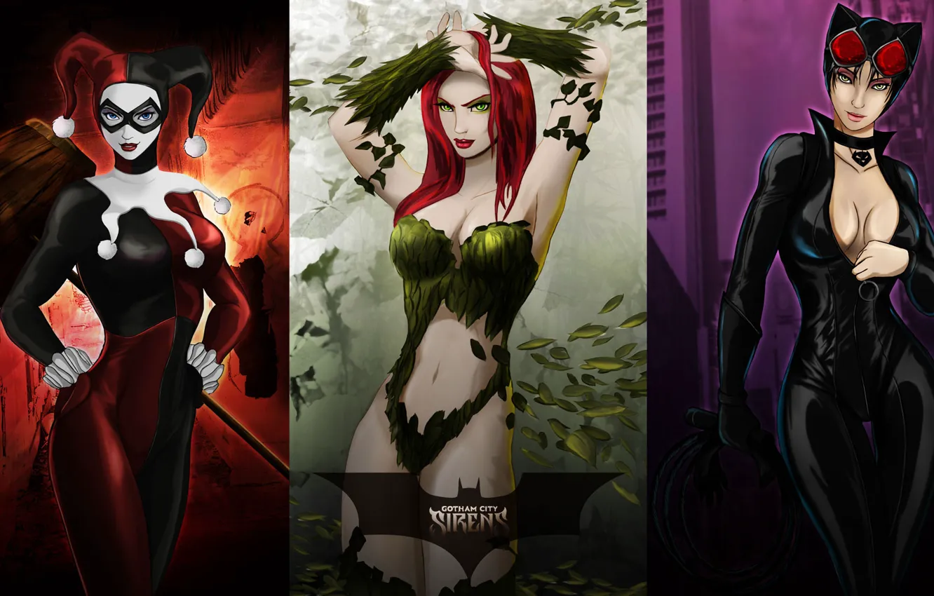 Photo wallpaper Catwoman, Harley Quinn, Catwoman, Selina Kyle, Harley Quinn, Poison Ivy, Poison Ivy, Pamela Isley