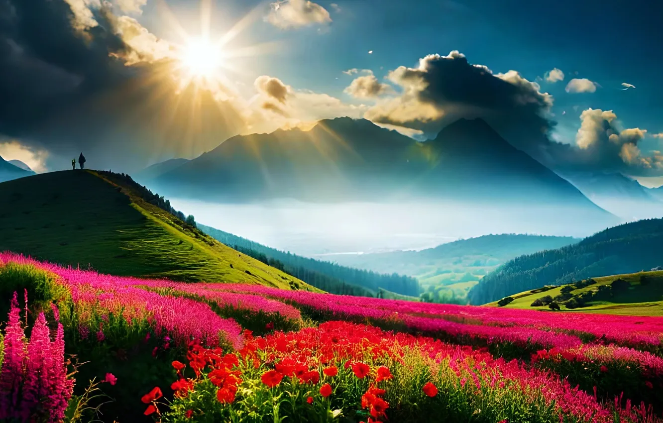 Photo wallpaper art, scenic, sun