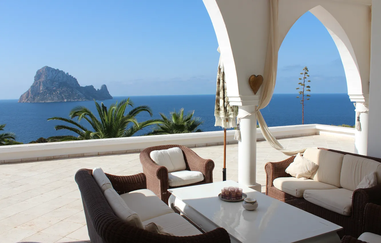 Photo wallpaper design, style, sofa, Villa, interior, table, terrace