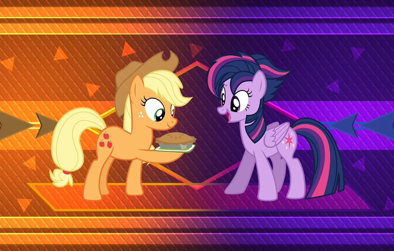 Photo wallpaper background, pair, girl, pony, My Little Pony
