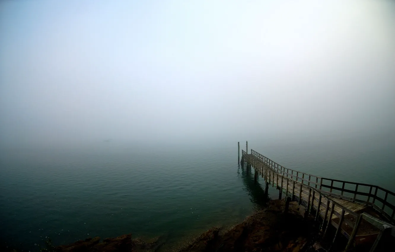 Photo wallpaper fog, pier