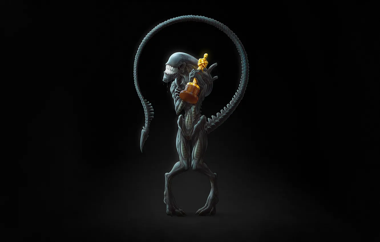 Photo wallpaper smile, background, minimalism, Stranger, Oscar, alien, Oscar, award