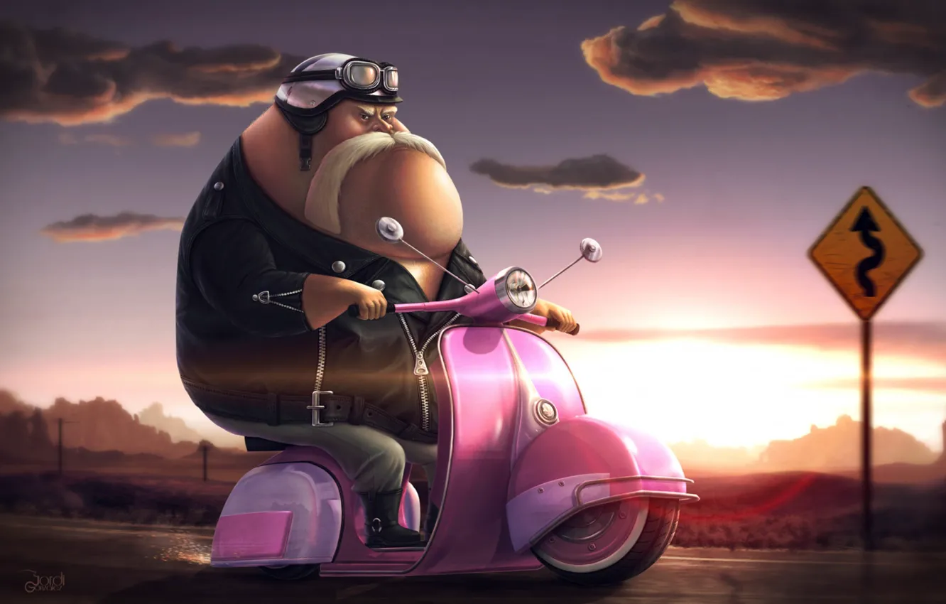 Photo wallpaper humor, motorcycle, biker, harsh