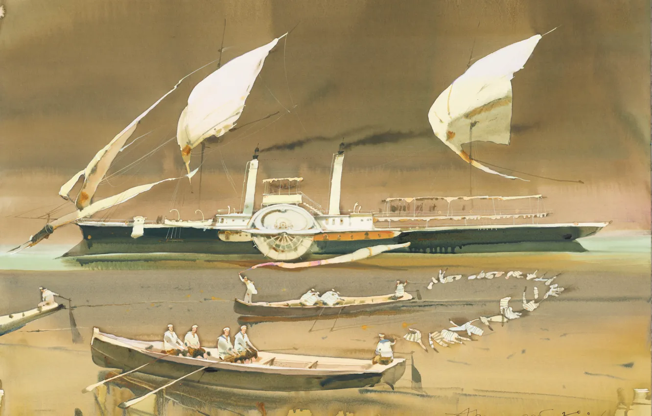 Photo wallpaper boat, ship, ARUSHA VOZMUS, Vest like a Bird