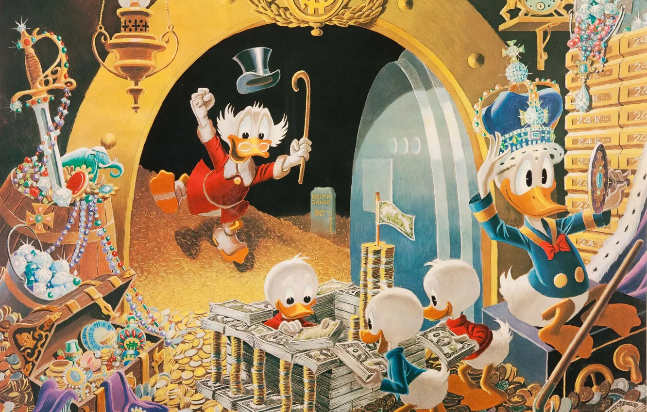 Photo wallpaper coins, Disney, Donald Duck, Ducktales, Scrooge McDuck