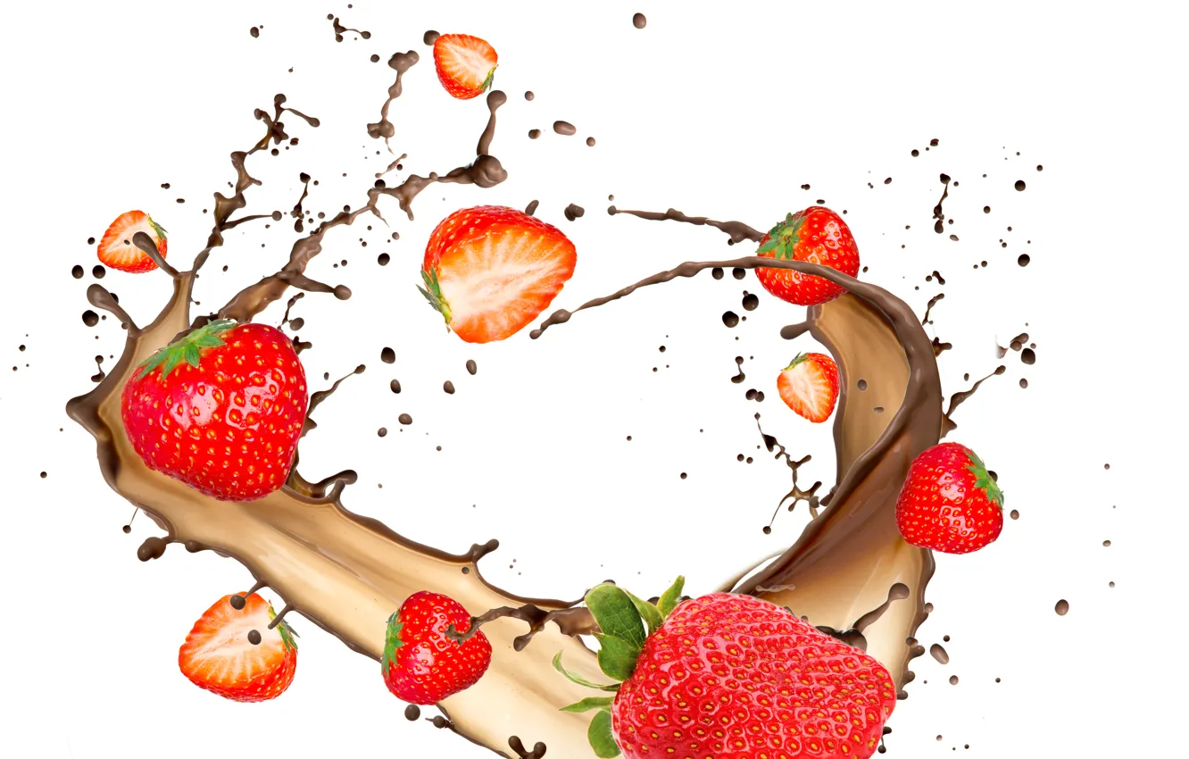 Photo wallpaper squirt, chocolate, strawberry