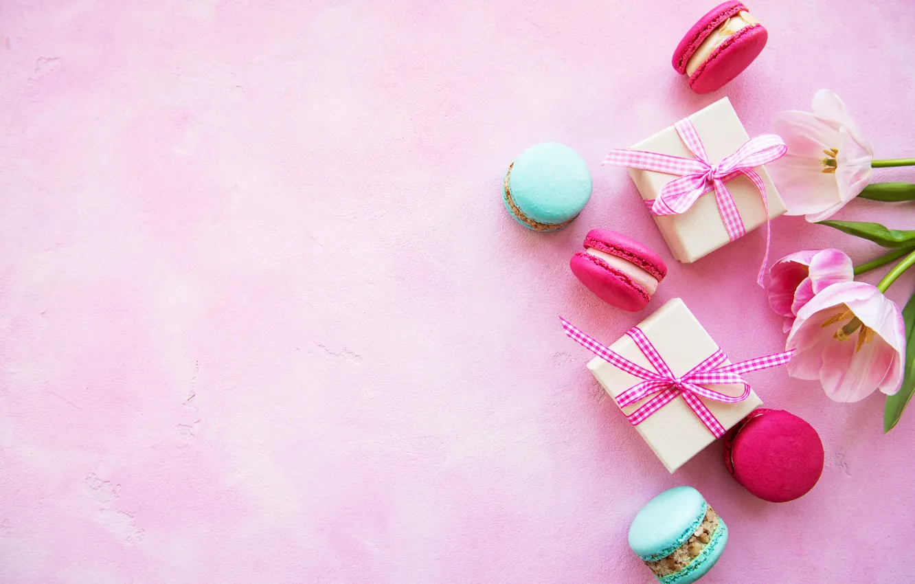 Photo wallpaper gift, cookies, tulips, almond, Olena Rudo