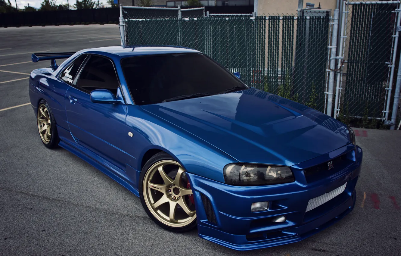 Photo wallpaper blue, nissan, r34, skyline gtr