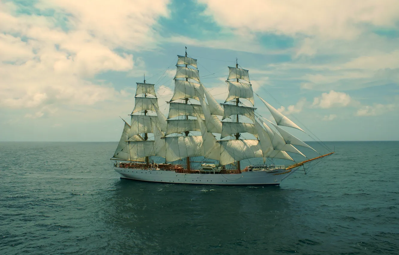 Photo wallpaper the ocean, the sky, sailboat