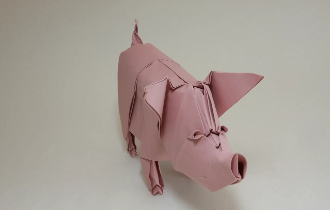 Photo wallpaper paper, pig, origami