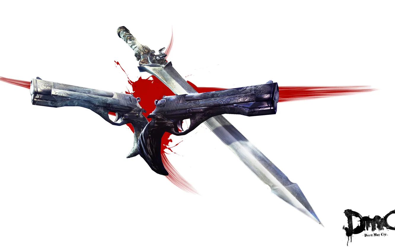 Photo wallpaper gun, weapons, blood, sword, sword, Dante, DMC, Guns