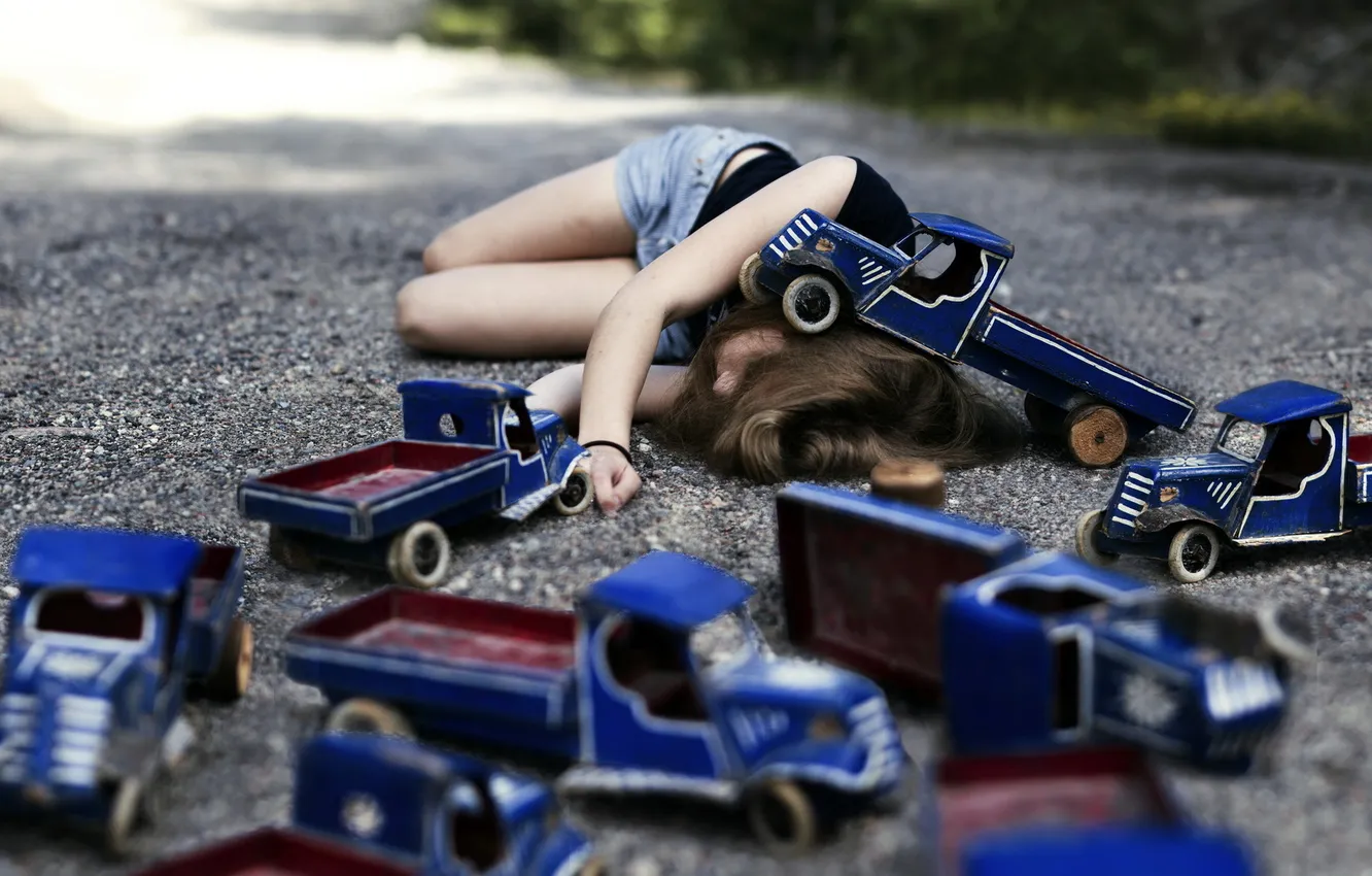 Photo wallpaper machine, girl, mood