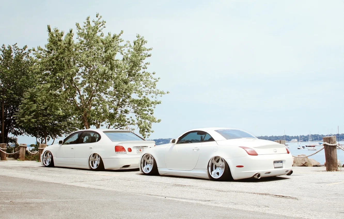 Photo wallpaper the sky, trees, tuning, Lexus, white, white, gs300