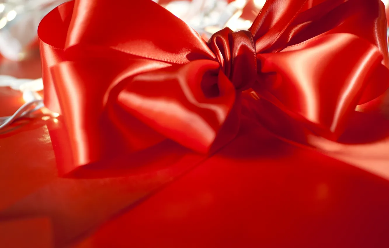 Photo wallpaper red, decoration, bow