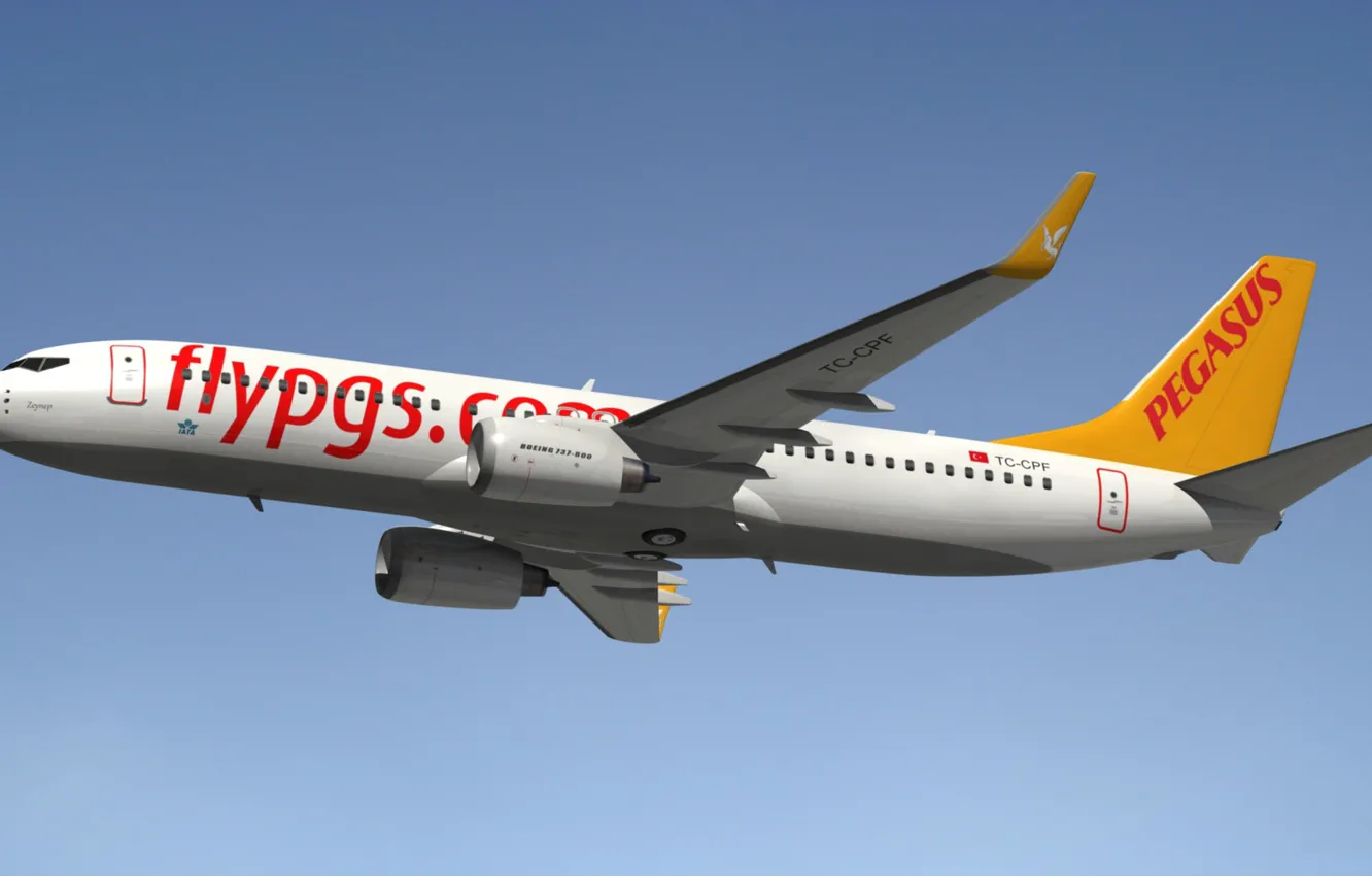 Photo wallpaper model, Blender3D, Pegasus Airlines, Boeing 737-800