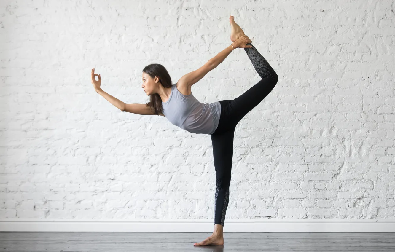 Photo wallpaper brunette, pose, yoga