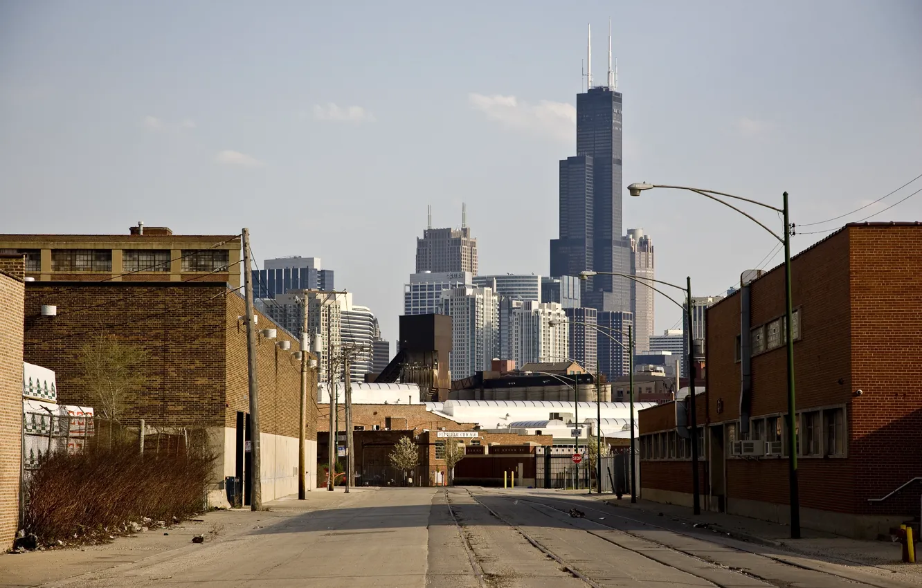 Photo wallpaper road, building, track, skyscrapers, America, Chicago, Chicago, USA