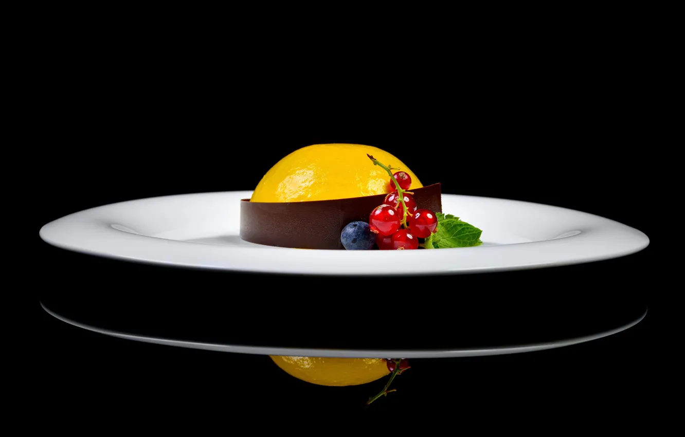 Photo wallpaper berries, souffle, chocolate, cake, dessert