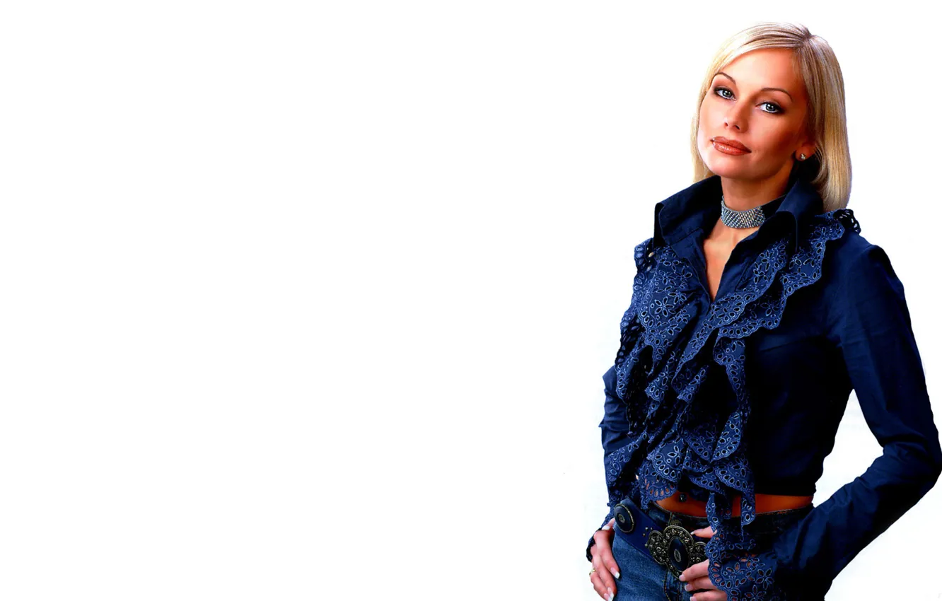 Photo wallpaper jeans, actress, blonde, blouse, Elena Korikova