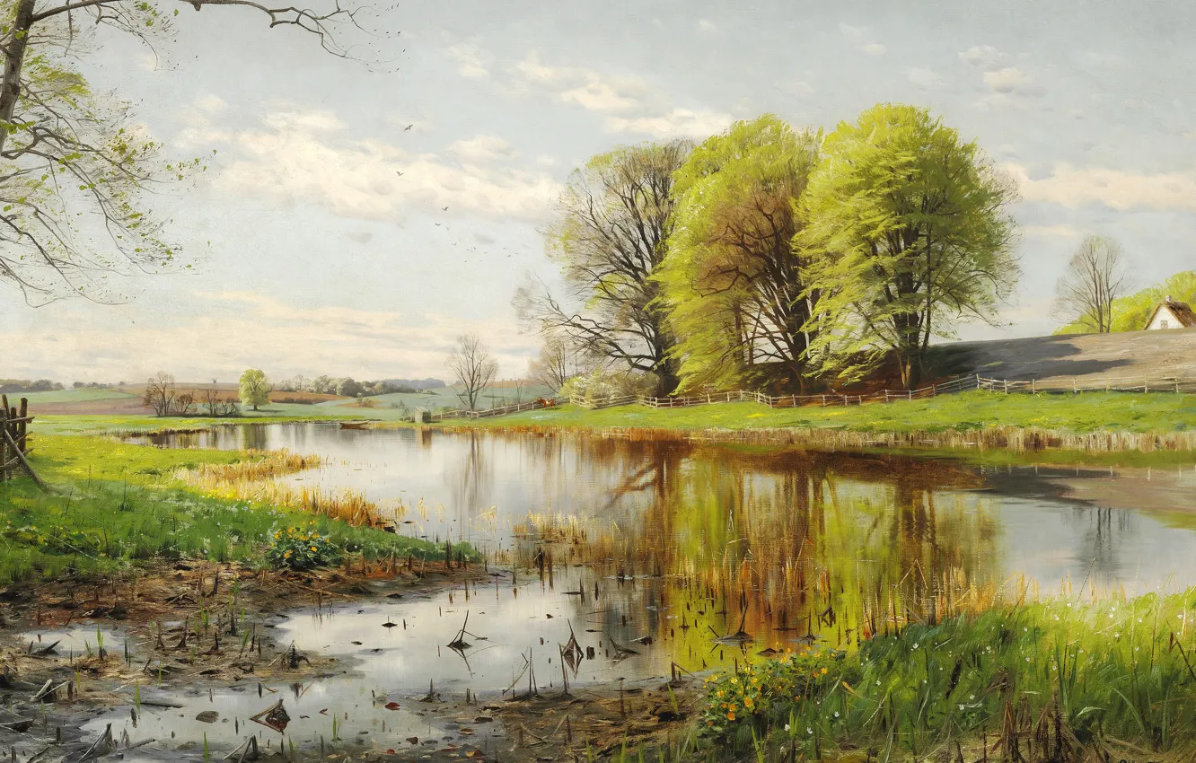 Photo wallpaper Danish painter, 1901, Peter Merk Of Menstad, Peder Mørk Mønsted, Danish realist painter, A Danish …