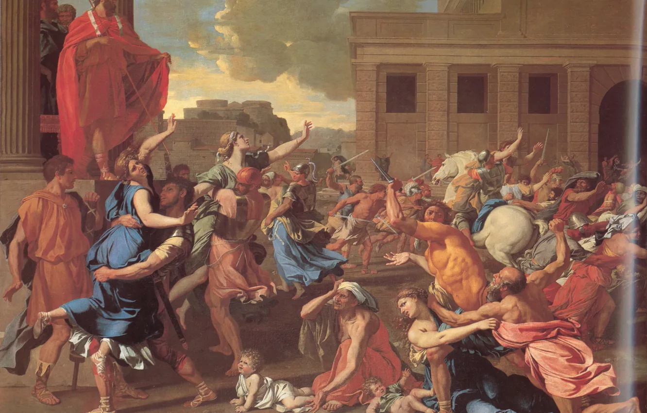 Photo wallpaper The rape of the Sabine women, Nicolas Poussin, Classicism, Rape Of The Sabine Women