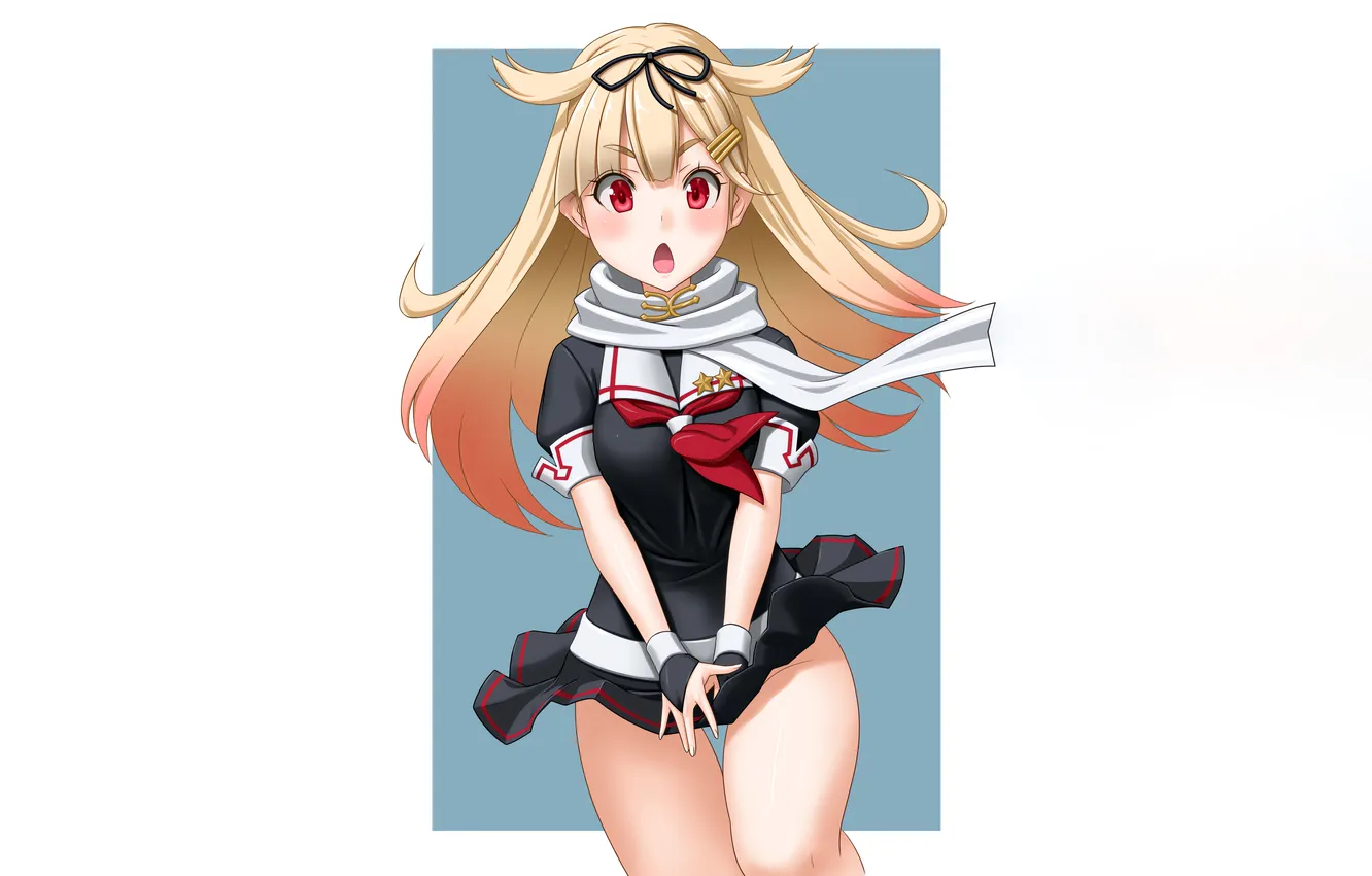 Photo wallpaper girl, sexy, long hair, dress, anime, beautiful, red eyes, pretty