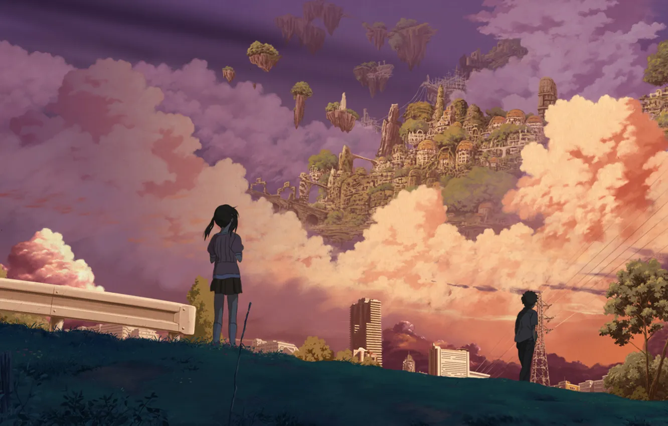 Photo wallpaper clouds, sunset, isai shizuka