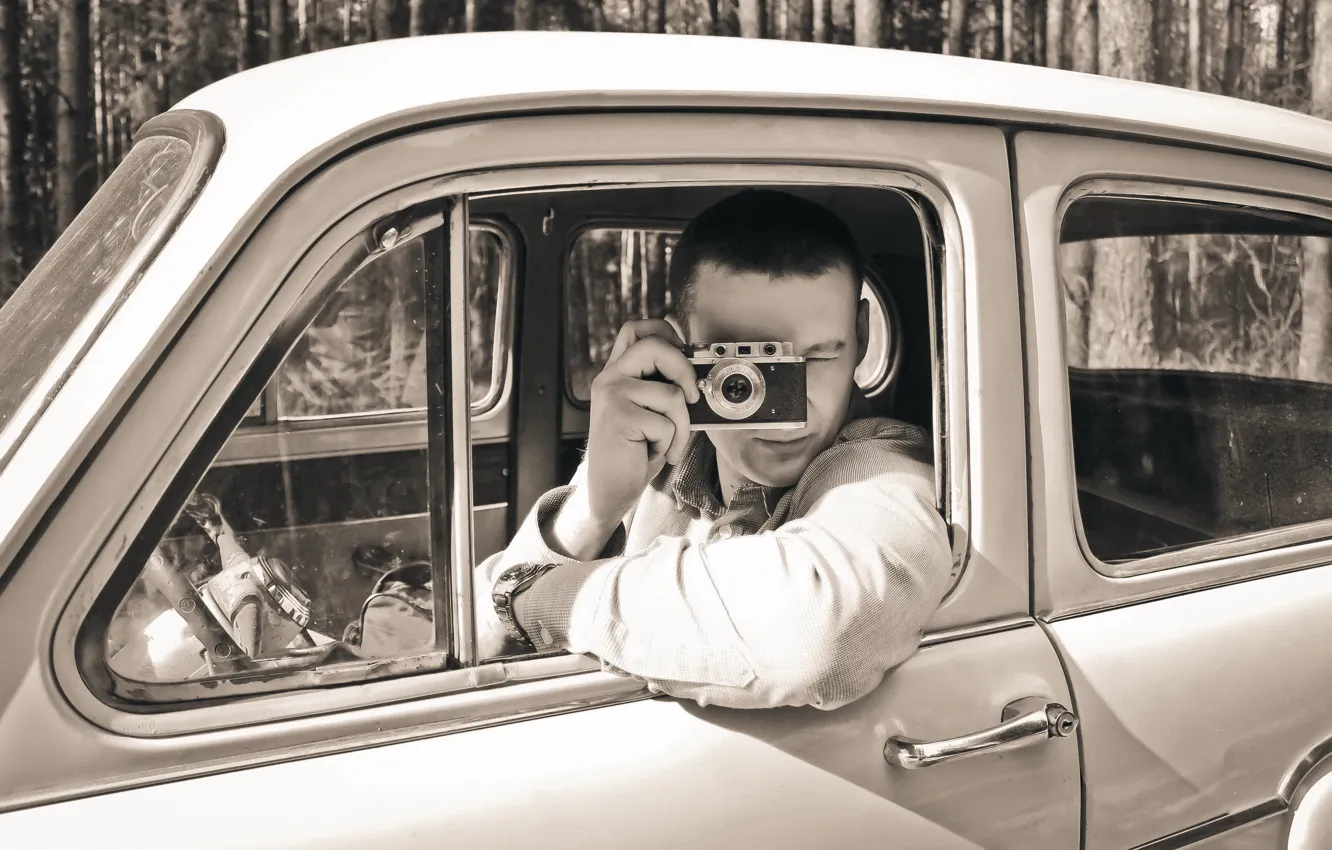 Photo wallpaper camera, FED, Moskvich 407