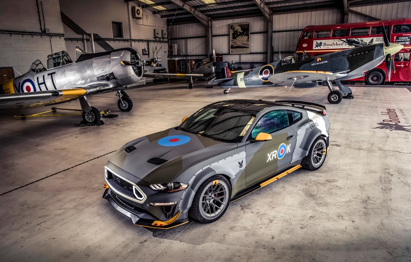 Photo wallpaper Ford, hangar, RTR, 2018, Mustang GT, Eagle Squadron