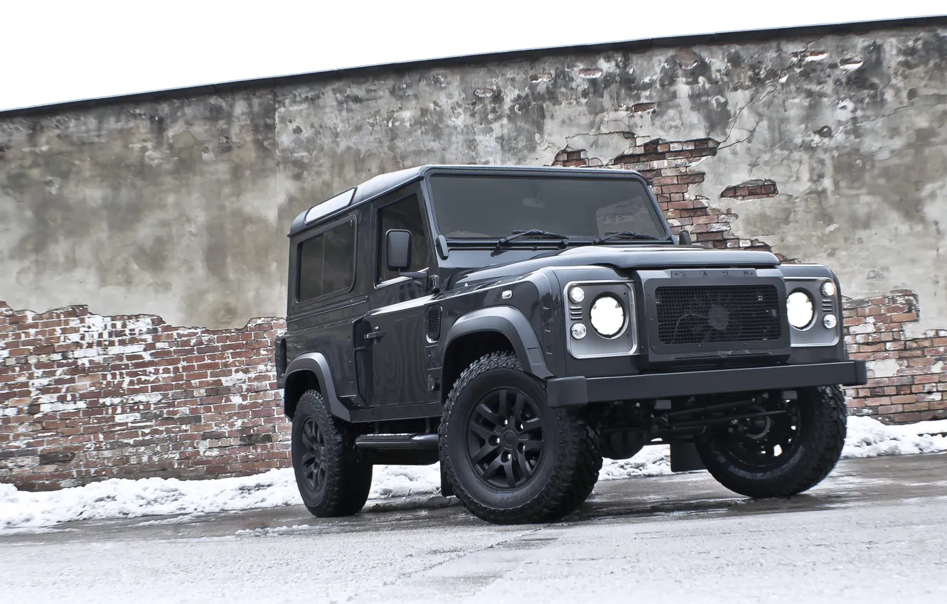 Photo wallpaper Land Rover, Range Rover, black, Front, 4x4, Defender, Defender 90, Prohect Kahn