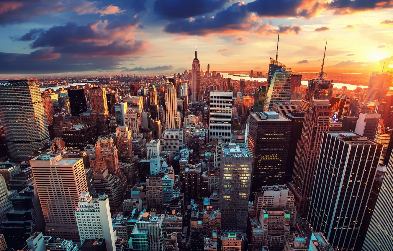Photo wallpaper city, USA, sky, photography, sunset, New York, Manhattan, NYC
