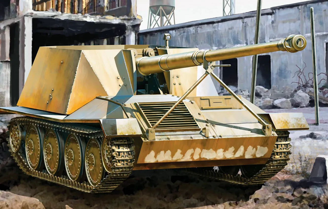 Photo wallpaper figure, art, Waffentrager, German tank destroyers, Rheinmetall-Borsig