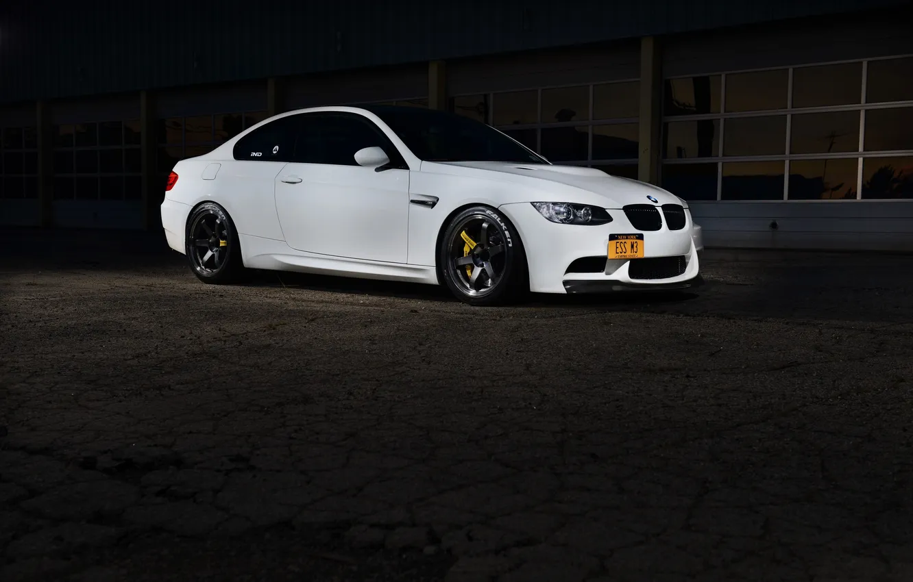Photo wallpaper white, night, BMW, BMW, white, night, e92