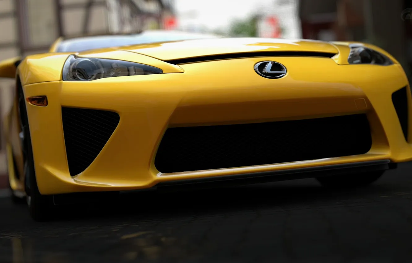 Photo wallpaper yellow, view, Lexus, bumper