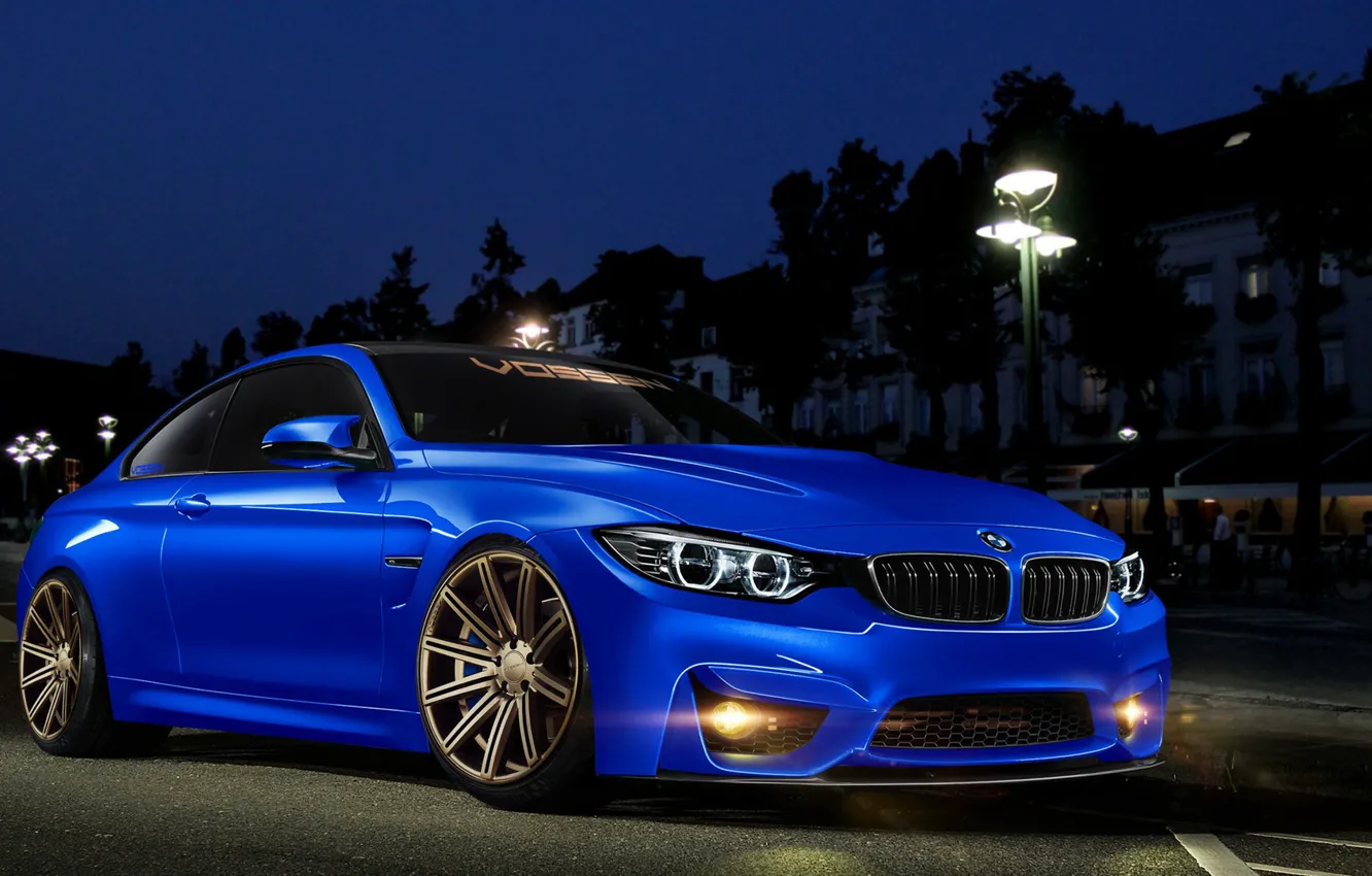 Photo wallpaper blue, tuning, BMW, BMW, car, blue, tuning, Vossen