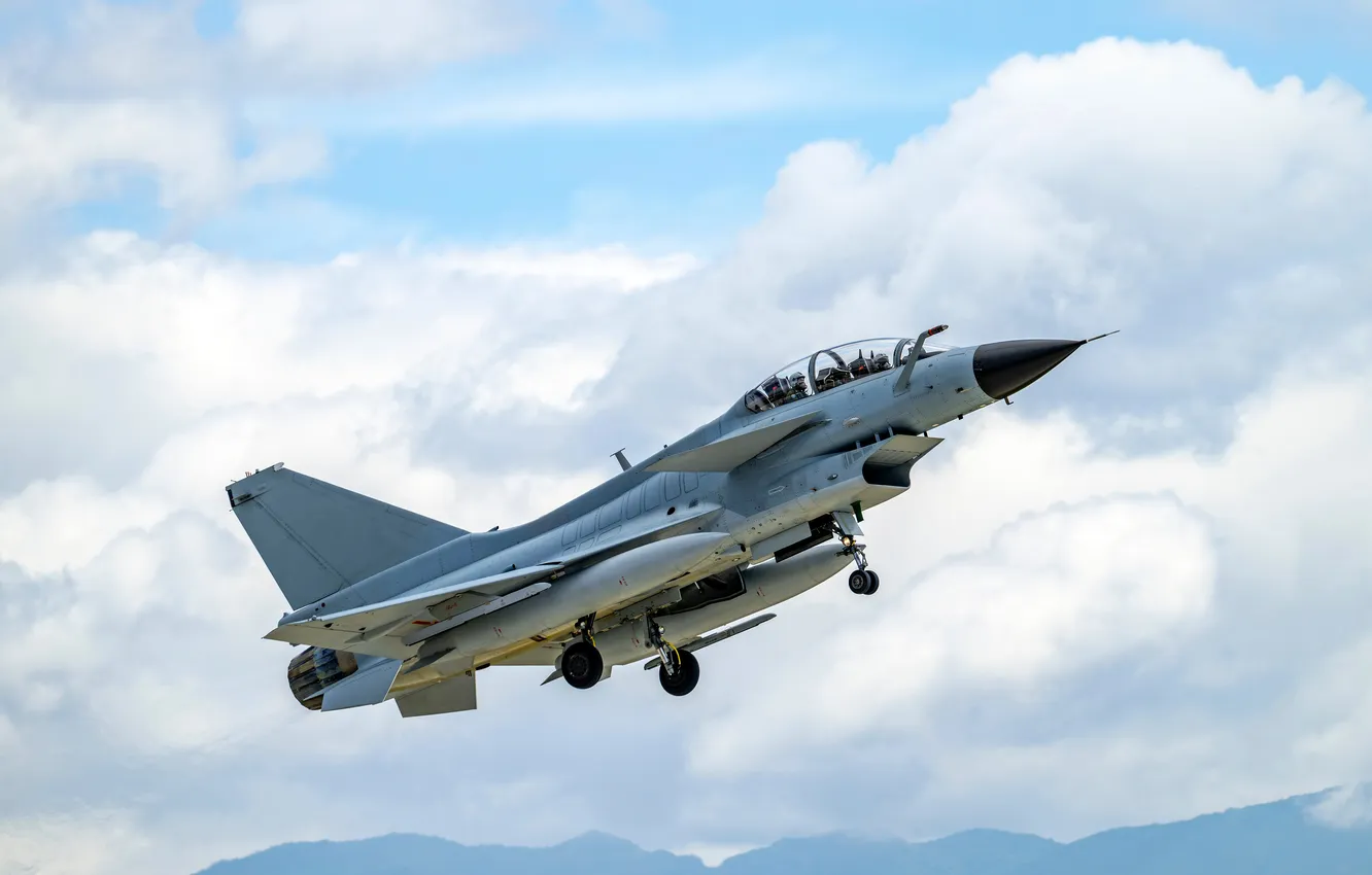 Photo wallpaper clouds, flight, fighter, the plane, military equipment, China Carrier based fighter, J15, Chinese carrier-based fighter