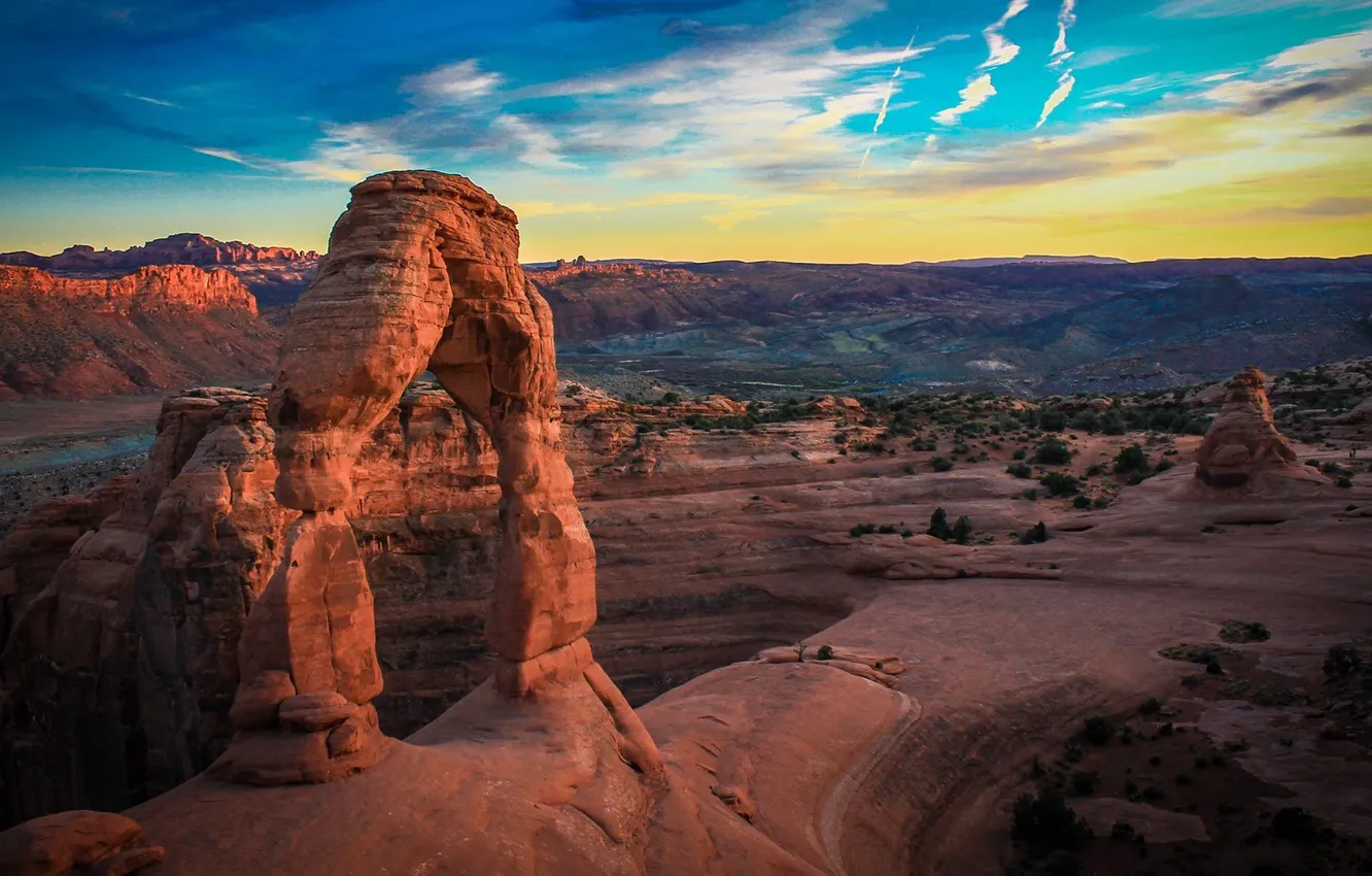 Photo wallpaper USA, sky, landscape, nature, mountains, clouds, rocks, Utah