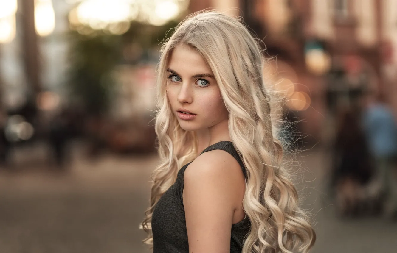 Photo wallpaper look, background, model, portrait, makeup, hairstyle, blonde, beauty