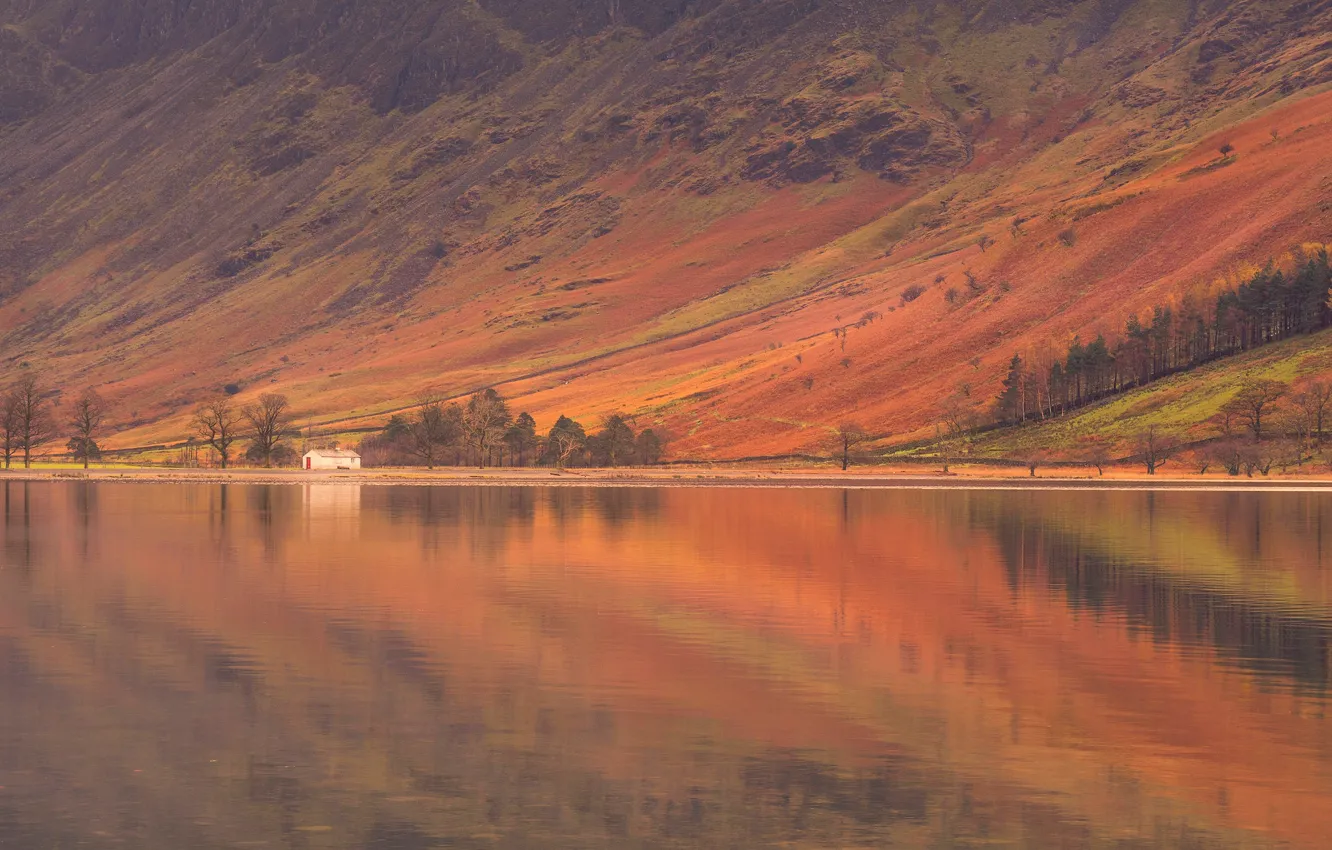 Photo wallpaper house, England, mountain, slope, Cumbria, buttermere