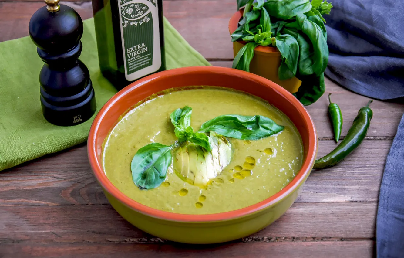 Photo wallpaper oil, soup, spinach, Sorrel